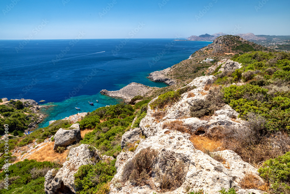 Coast of the island of Rhodes in Greece