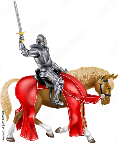 Medieval Sword Knight on Horse