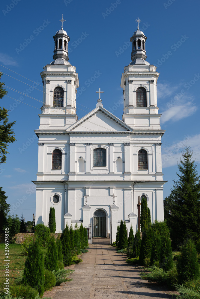 The old ancient catholic church of St Andrew the Apostle in Lyntupy village, Vitebsk region, Belarus.
