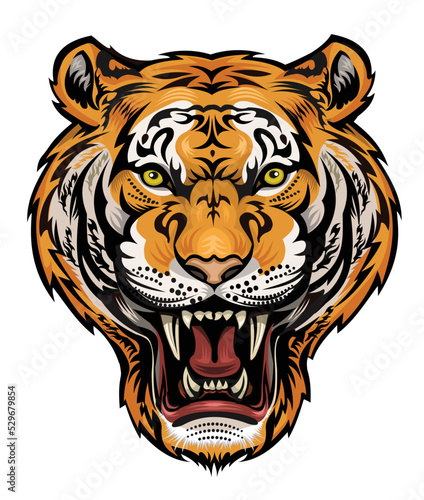 Tigers face. Saber-toothed tiger tattoo