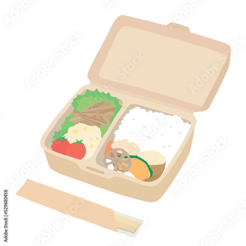 お店で買ったお弁当の手描きイラスト