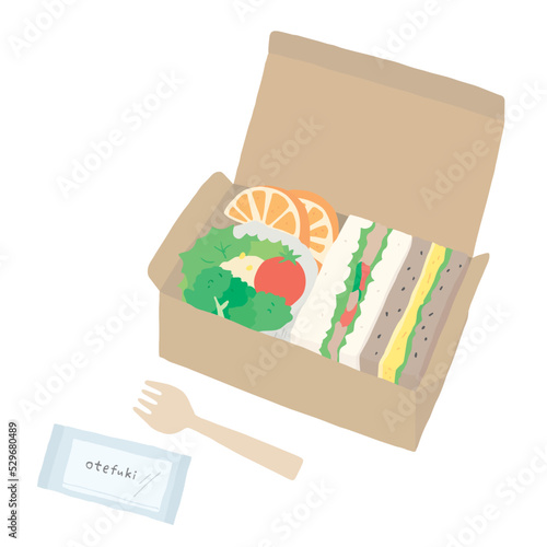 サンドイッチ弁当の手描きイラスト