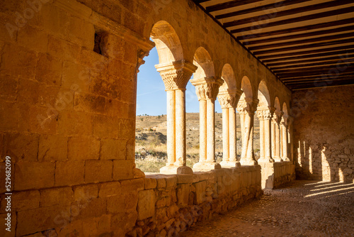 stone arches of Saint Peter Church in Caracena village, Tierras del Burgo, province of Soria, Castile and León, Spain photo