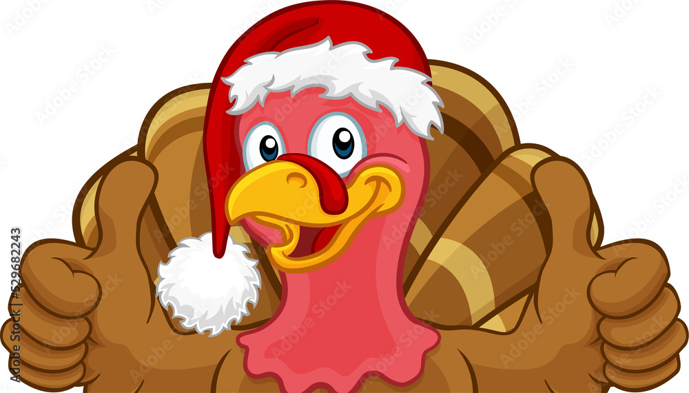 Turkey In Santa Hat Christmas Thanksgiving Cartoon Turkey In Santa Hat Christmas Thanksgiving Cartoon