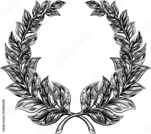 Woodcut style Laurel Wreath photo