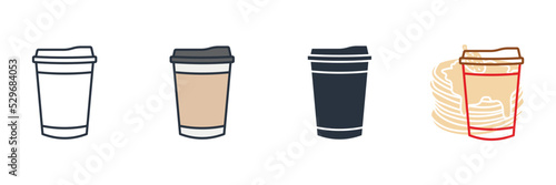 Coffee Cup cone icon logo vector illustration. Disposable cup symbol template for graphic and web design collection