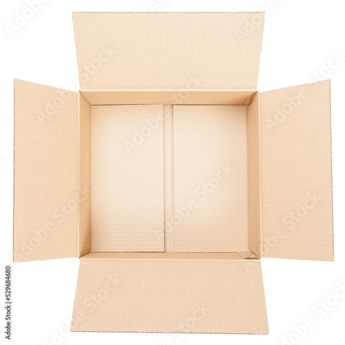 Top view of open empty cardboard box isolated on white © Dmitry Naumov