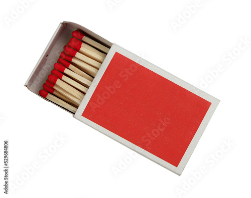 Box of matches with the red heads isolated