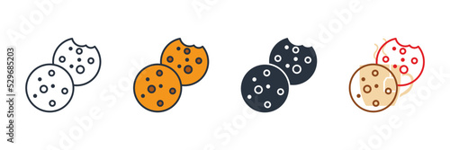 cookies icon logo vector illustration. chocolate chip cookies symbol template for graphic and web design collection