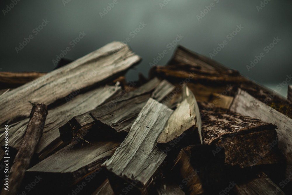 A lot of firewood for heating the house. The trees were cut down and split into firewood to be used as fuel for fireplaces and stoves, a background for firewood. A lot of firewood for heating the house. The trees were cut down and split into firewood to be used as fuel for fireplaces and stoves, a background for firewood.