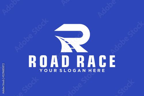 road combination letter R logo design, for automotive, racing and workshop