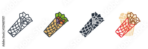 Shawerma sandwich icon logo vector illustration. shawarma symbol template for graphic and web design collection