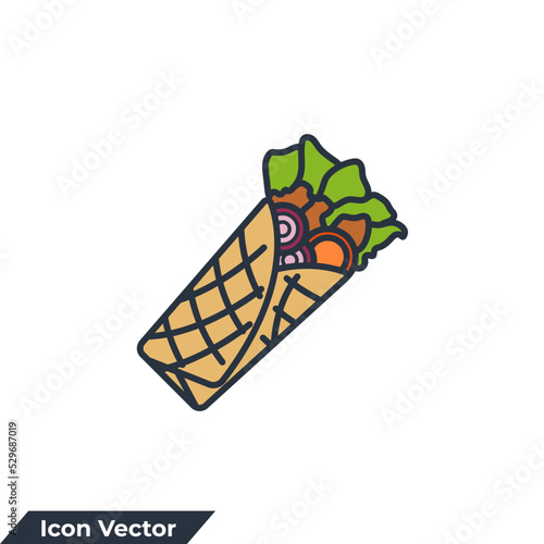 Shawerma sandwich icon logo vector illustration. shawarma symbol template for graphic and web design collection