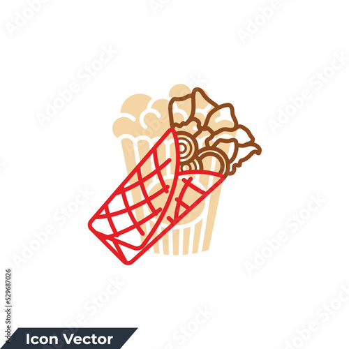 Shawerma sandwich icon logo vector illustration. shawarma symbol template for graphic and web design collection
