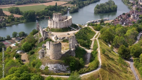aerial view on gaillard castle in the city of the