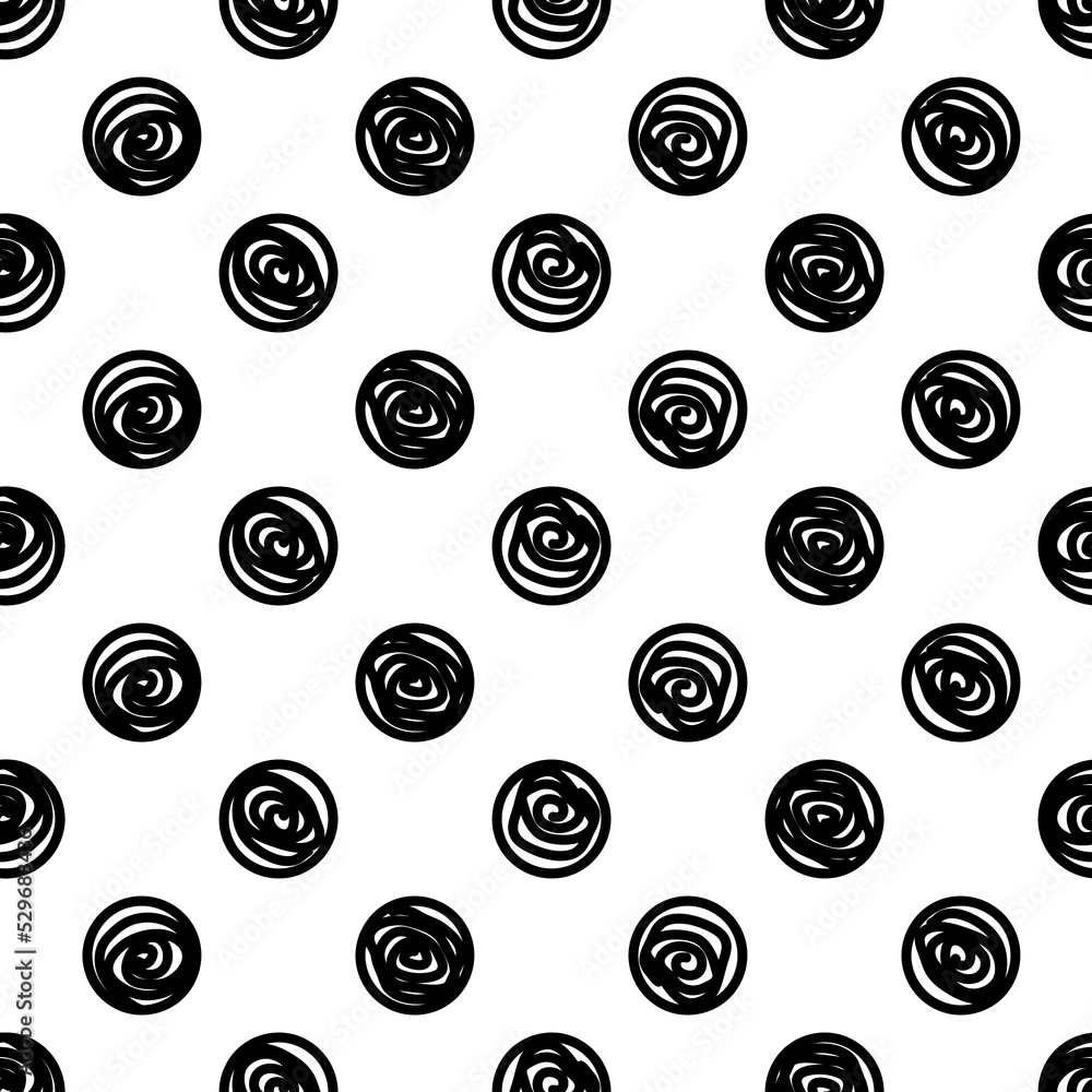 Vector seamless polka dot pattern. Black and white polka dot ornament. Ink illustration. Hand drawn ornament for wrapping paper. Geometric pattern for wrapping paper.