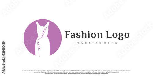 Fashion logo design with dress fashion Premium Vector