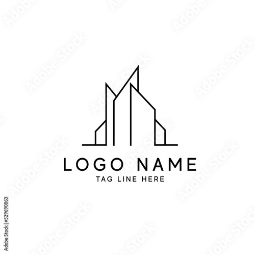 real estate logo design line art style