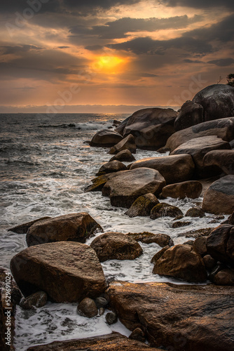 sunrise on the southern coast of the island of Florianopolis Brazil