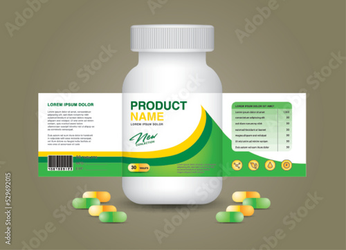 supplement bottle Packaging, Cosmetic packaging. product design. Beauty label, 3d supplement bottle vector, 3d white plastic Pills box, White medical container. healthcare bottle, realistic mock-up.