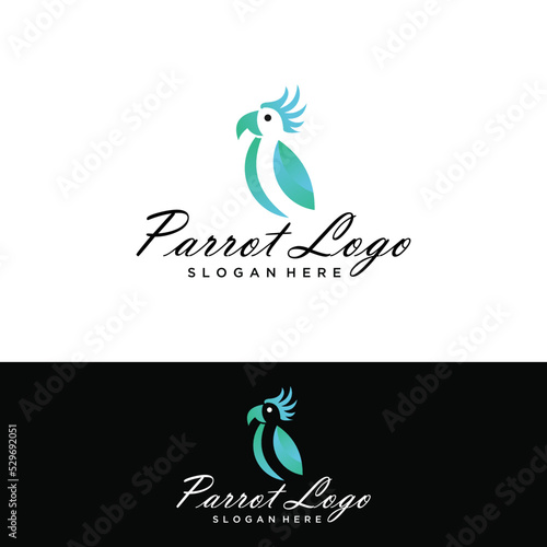 Simple geometric parrot with multicolor. Suitable for Creative Industry, Multimedia, entertainment, Educations, Shop, and any related business