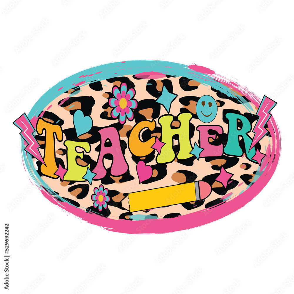 Teacher PNG Image, Leopard Teacher Back To School Design, Sublimation Designs Downloads, PNG File

