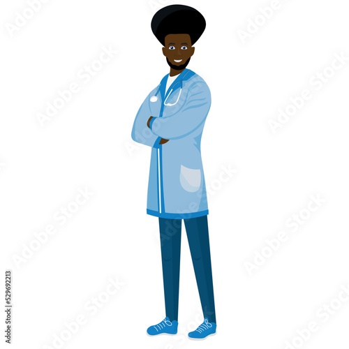 Male African-American doctor on white background