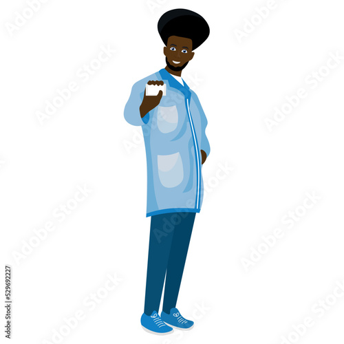 Male African-American doctor on white background