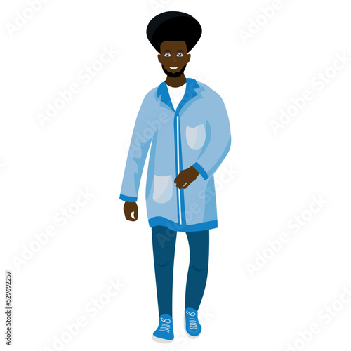 Male African-American doctor on white background