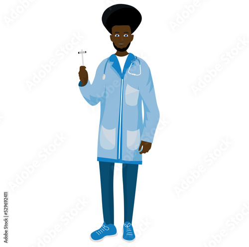 Male African-American neurologist on white background