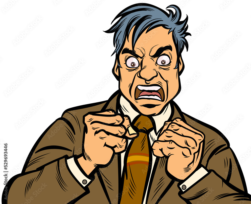 Fototapeta premium The man was angry, upset.hand drawn style design illustration, transparent background.