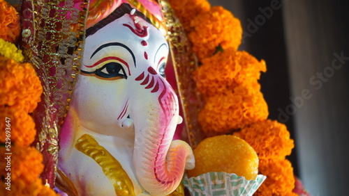 Photography ganesh ji face photo with laddu