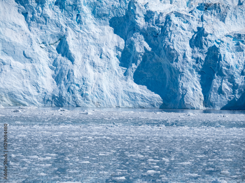 The stunning Eqi Glacier (Eqip Sermia), a rapidly retreating outlet glacier, north of the disko Bay in Western Greenland