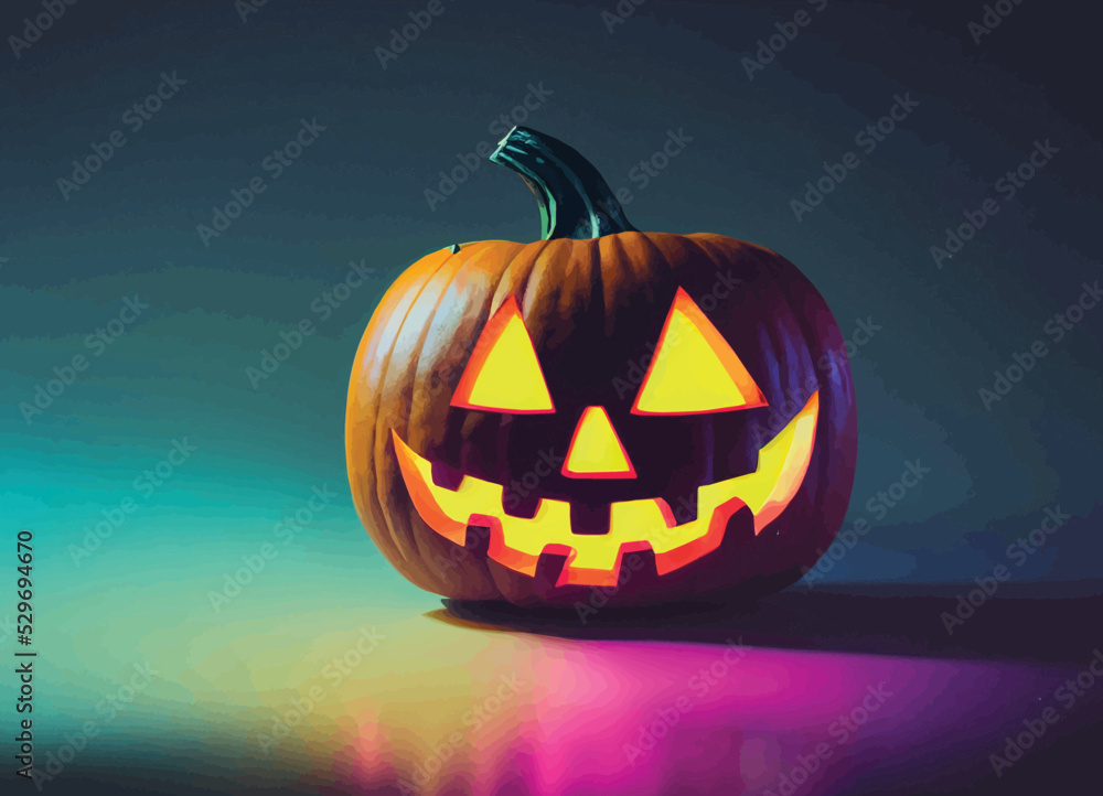 Fototapeta premium Jack o lantern, a Halloween Pumpkin on a modern background.