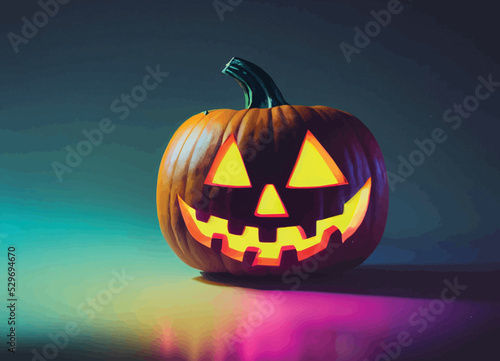 Jack o lantern, a Halloween Pumpkin on a modern background. 