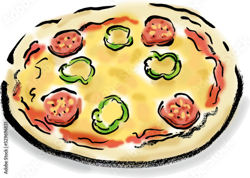 ピザの手描きイラスト