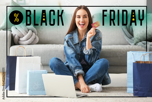 Happy woman with laptop, cr...