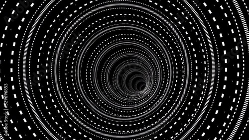 Black and White Optical Illusion Tunnel Psychedelic Stripes Lines - 4K Seamless VJ Loop Motion Background Animation