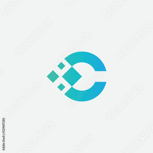 Letter C Logo Design Pixel Element.