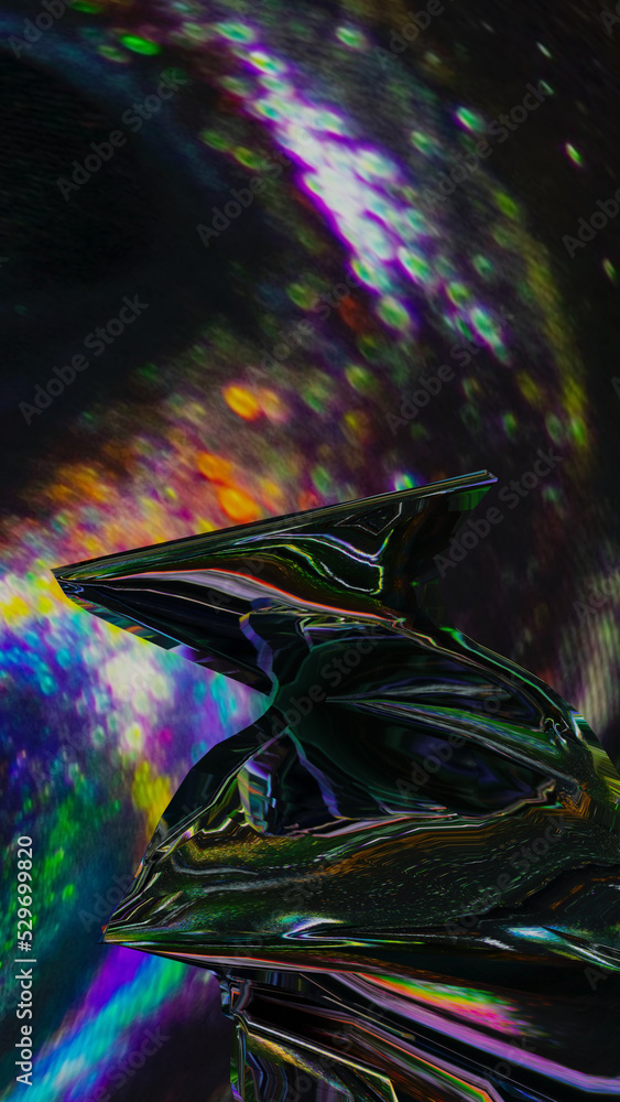 Abstract 3d render, holographic, dark background