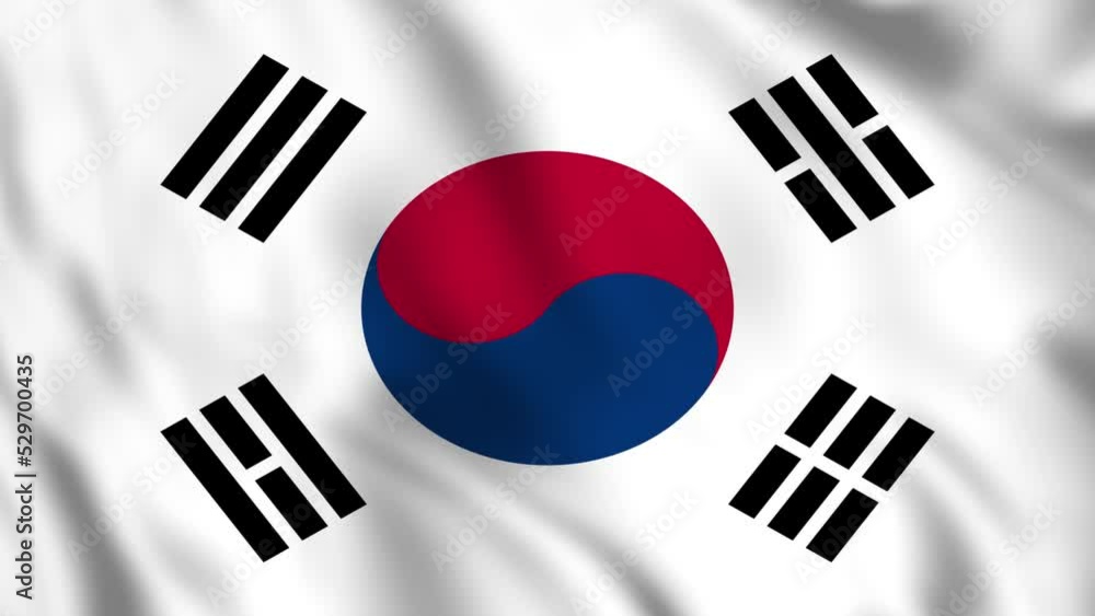 South Korea waving flag. South Korea national flag, 4k closeup South Korea waving flag. South Korea national flag, 4k closeup