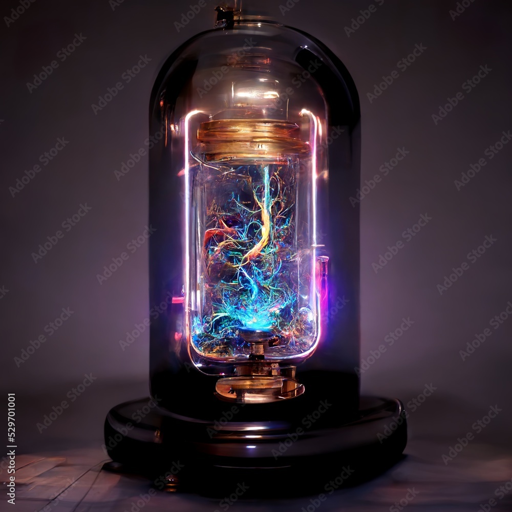 Cyberpunk lamp nixie tubes on display, 3d render Stock Illustration | Adobe  Stock