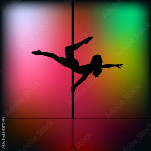 Silhouette of young dancing sexy woman on blur background
