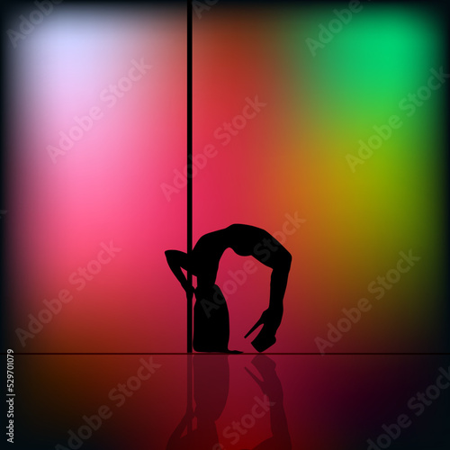 Sexy pole dancer on blur background
