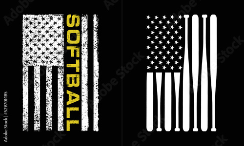 American Flag Softball Bat Vector