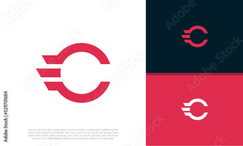 Initial C logo design. Innovative high tech logo template. 