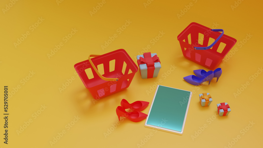 Fototapeta premium online shopping 3d illustration