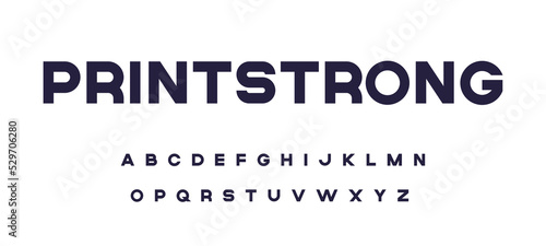 Strong sans serif uppercase font with bold letter type vector illustration