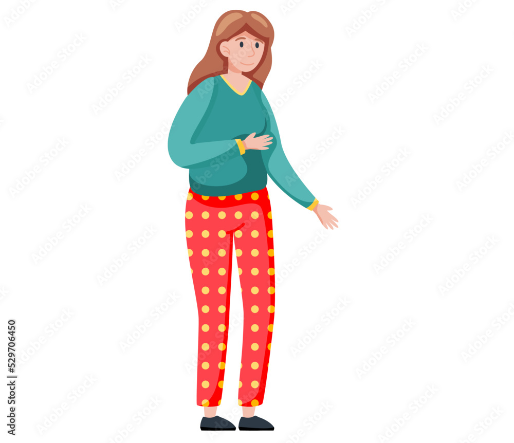 Fototapeta premium Girl standing making hand gestures. Young woman in casual clothes standing on white background. Woman an office employee, manager or student dressed in denim suit shows signs with fingers