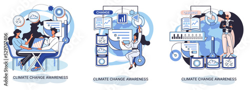 Change climate awareness metaphor, saving planet, World Environment Day, global warming ecological problems. human-induced observed and projected long-term changes mean climate. Nature saving strategy